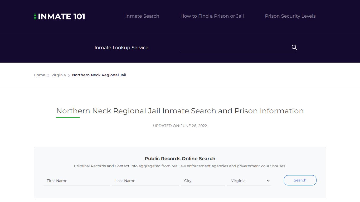 Northern Neck Regional Jail Inmate Search, Visitation ...